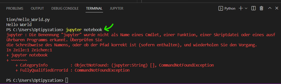 Python Schnellstart mit VS Code (Windows) - Optipyzation